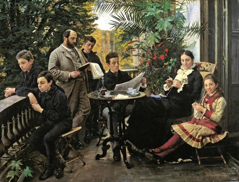 Peder Severin Krøyer - Die Hirschsprung Familie 1881 | Giclée Kunstdruck gerahmt