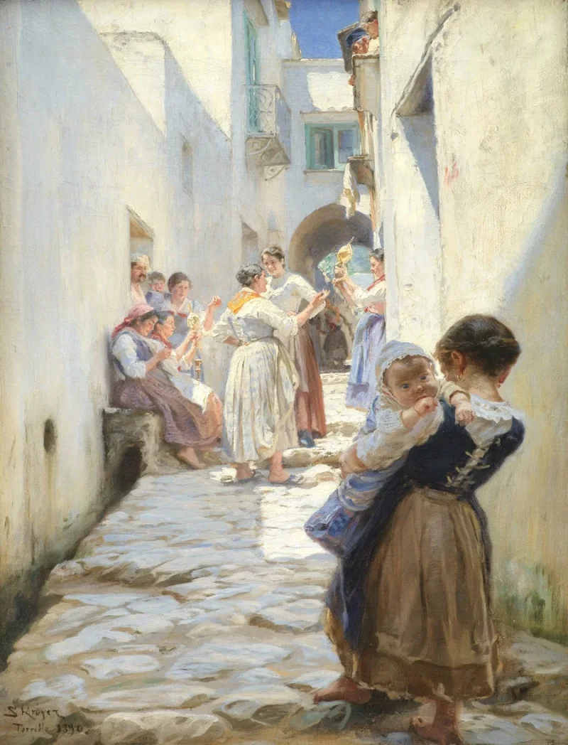 Peder Severin Krøyer - Eine Straße in Torello, Italien 1890 | Giclée Kunstdruck gerahmt