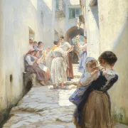 Peder Severin Krøyer - Eine Straße in Torello, Italien 1890 | Giclée Kunstdruck gerahmt