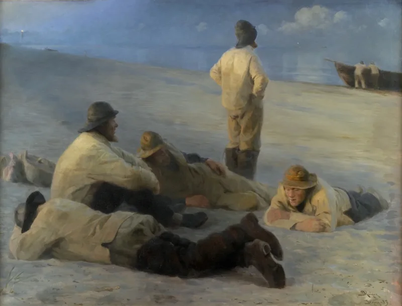 Peder Severin Krøyer - Fischer am Strand von Skagen 1883 | Giclée Kunstdruck gerahmt