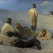 Peder Severin Krøyer - Fischer am Strand von Skagen 1883 | Giclée Kunstdruck gerahmt
