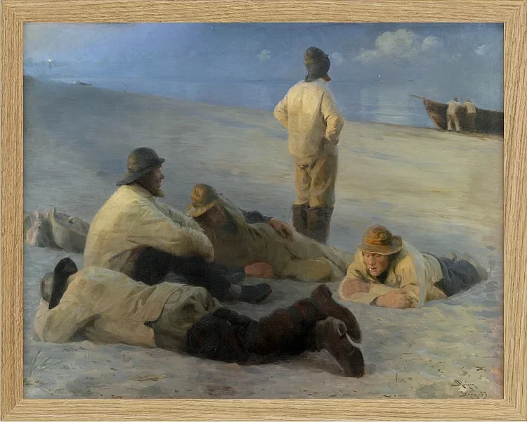 Peder Severin Krøyer - Fischer am Strand von Skagen 1883 | Giclée Kunstdruck gerahmt