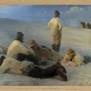 Peder Severin Krøyer - Fischer am Strand von Skagen 1883 | Giclée Kunstdruck gerahmt