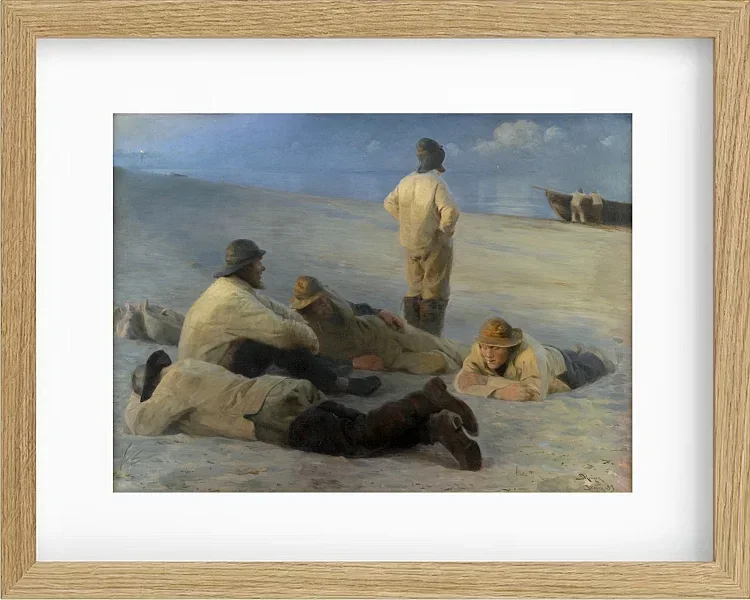 Peder Severin Krøyer - Fischer am Strand von Skagen 1883 | Giclée Kunstdruck gerahmt