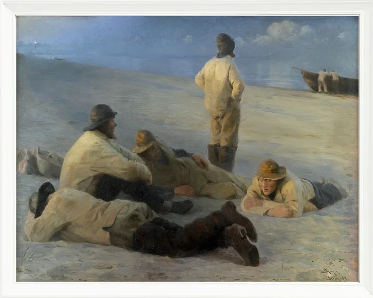 Peder Severin Krøyer - Fischer am Strand von Skagen 1883 | Giclée Kunstdruck gerahmt