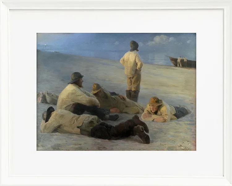 Peder Severin Krøyer - Fischer am Strand von Skagen 1883 | Giclée Kunstdruck gerahmt
