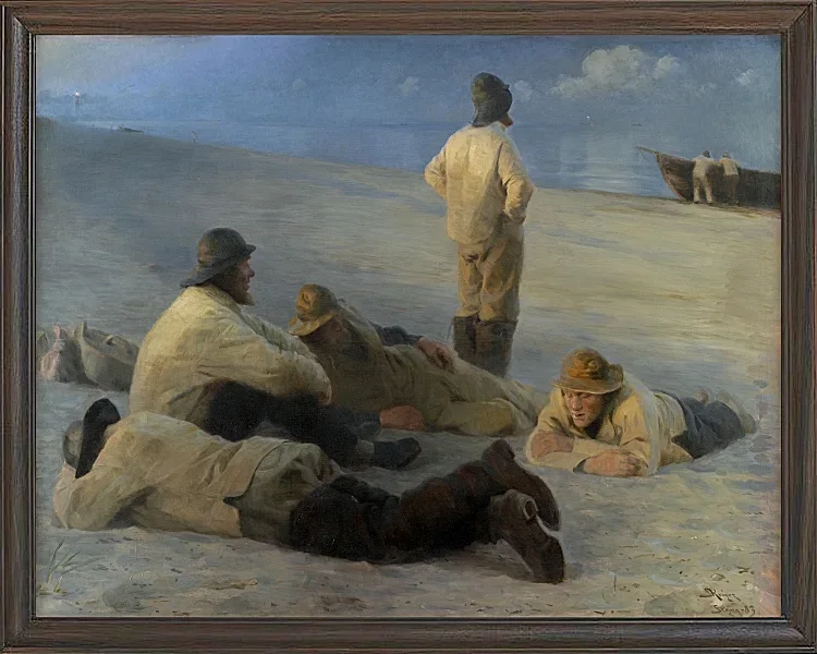 Peder Severin Krøyer - Fischer am Strand von Skagen 1883 | Giclée Kunstdruck gerahmt