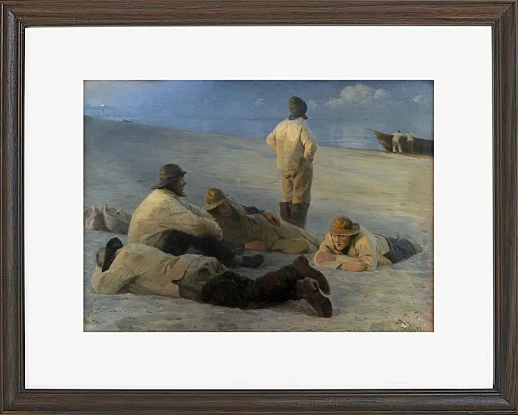 Peder Severin Krøyer - Fischer am Strand von Skagen 1883 | Giclée Kunstdruck gerahmt