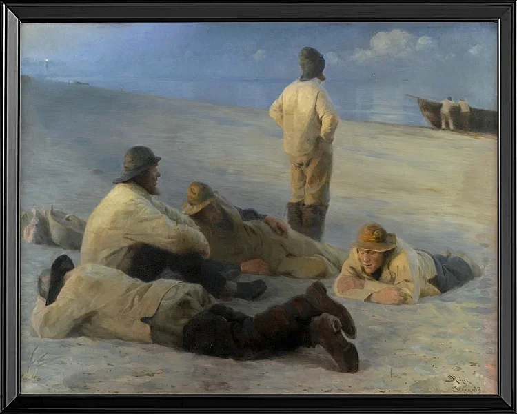 Peder Severin Krøyer - Fischer am Strand von Skagen 1883 | Giclée Kunstdruck gerahmt
