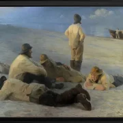 Peder Severin Krøyer - Fischer am Strand von Skagen 1883 | Giclée Kunstdruck gerahmt