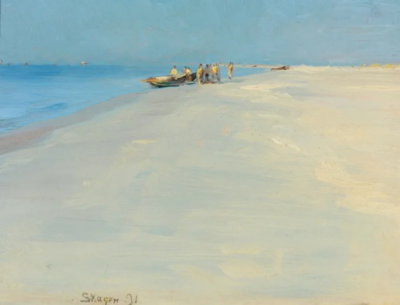 Peder Severin Krøyer - Fischer am Strand von Skagen 1891 | Giclée Kunstdruck gerahmt