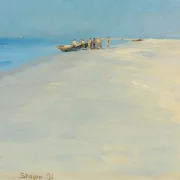 Peder Severin Krøyer - Fischer am Strand von Skagen 1891 | Giclée Kunstdruck gerahmt