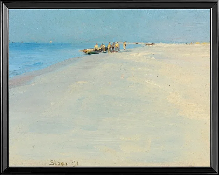 Peder Severin Krøyer - Fischer am Strand von Skagen 1891 | Giclée Kunstdruck gerahmt