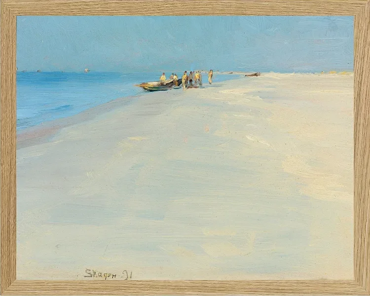 Peder Severin Krøyer - Fischer am Strand von Skagen 1891 | Giclée Kunstdruck gerahmt