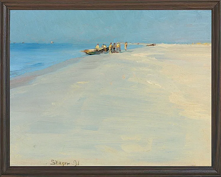 Peder Severin Krøyer - Fischer am Strand von Skagen 1891 | Giclée Kunstdruck gerahmt