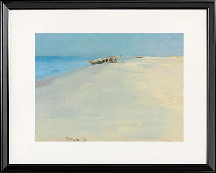 Peder Severin Krøyer - Fischer am Strand von Skagen 1891 | Giclée Kunstdruck gerahmt