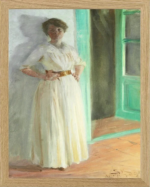 Peder Severin Krøyer - Porträt von Marie Krøyer 1890 | Giclée Kunstdruck gerahmt