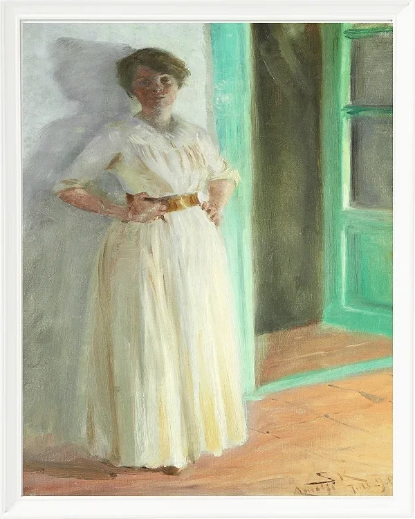 Peder Severin Krøyer - Porträt von Marie Krøyer 1890 | Giclée Kunstdruck gerahmt