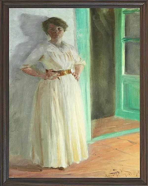 Peder Severin Krøyer - Porträt von Marie Krøyer 1890 | Giclée Kunstdruck gerahmt
