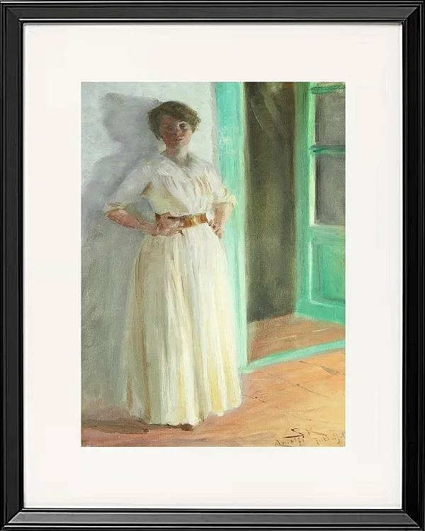 Peder Severin Krøyer - Porträt von Marie Krøyer 1890 | Giclée Kunstdruck gerahmt