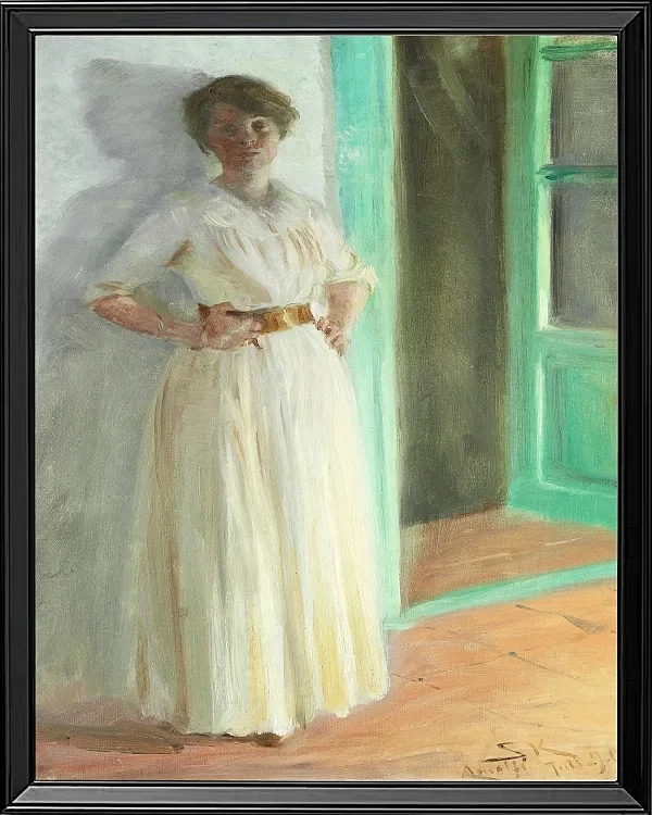 Peder Severin Krøyer - Porträt von Marie Krøyer 1890 | Giclée Kunstdruck gerahmt