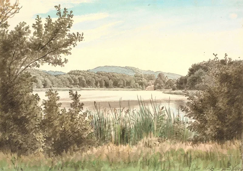 Peter Christian Skovgaard | Hundesøen på Møen - 1845 | Indrammet kunsttryk | Danmarks Guldalder