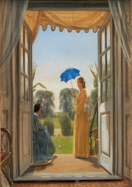 Peter Christian Skovgaard | Caroline Dalgas og Jeanina Stampe - 1855 | Indrammet kunsttryk | Danmarks Guldalder