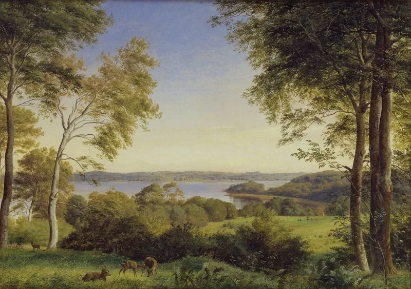 Peter Christian Skovgaard | Udsigt over Skarre Sø - 1844 | Indrammet kunsttryk | Danmarks Guldalder