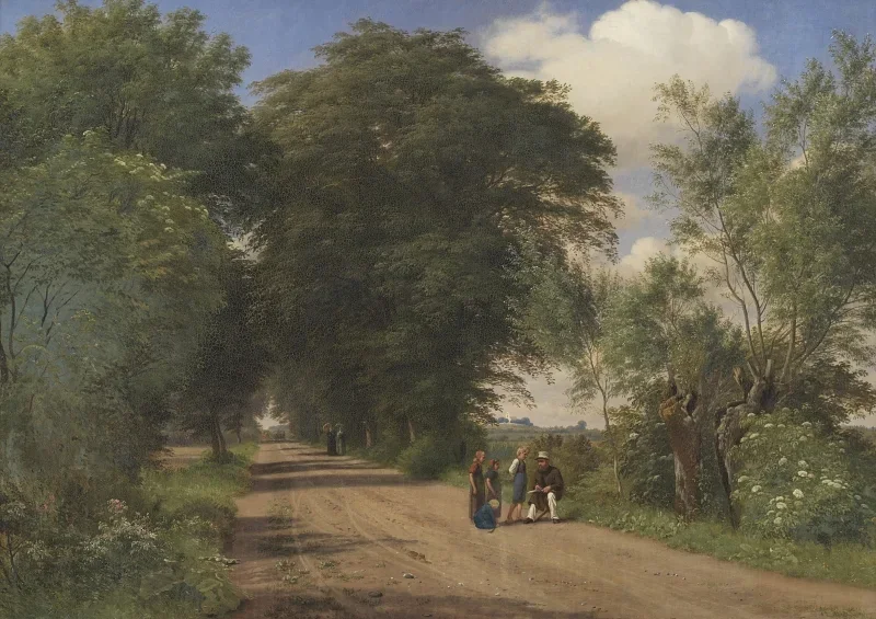 Peter Christian Skovgaard | En landevej nær Vognserup Gods, Sjælland - 1848 | Indrammet kunsttryk | Danmarks Guldalder