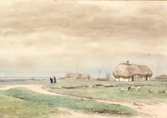 Peter Christian Skovgaard | Udsigt fra Consul Axelsens Gård indtil Rheden - 1848 | Indrammet kunsttryk | Danmarks Guldalder