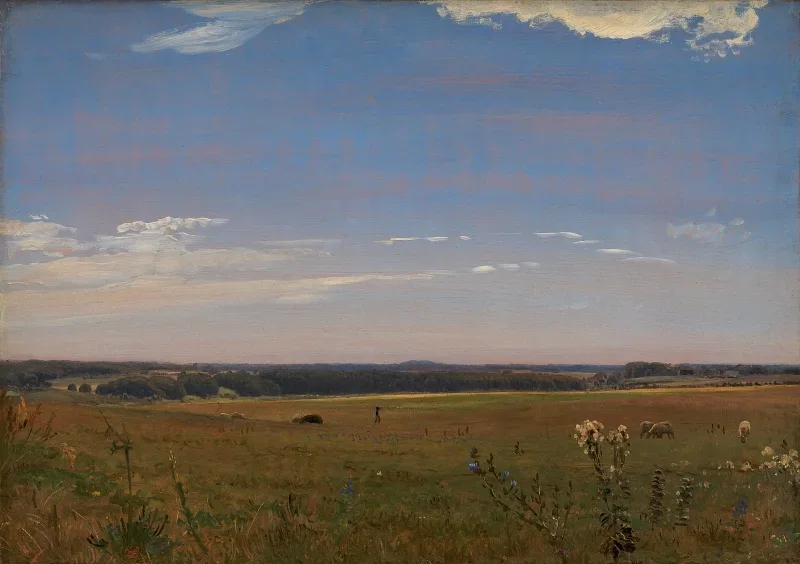 Peter Christian Skovgaard | Udsigt mod herregården Beldringe - 1846 | Indrammet kunsttryk | Danmarks Guldalder
