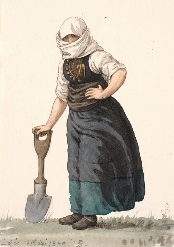 Peter Christian Skovgaard | Læssøe-Bauernmädchen in Alltagskleidung – 1849 | Gerahmter Kunstdruck | Goldenes Zeitalter Dänemark