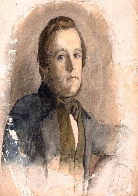 Peter Christian Skovgaard | Mandsportræt - 1839 | Indrammet kunsttryk | Danmarks Guldalder