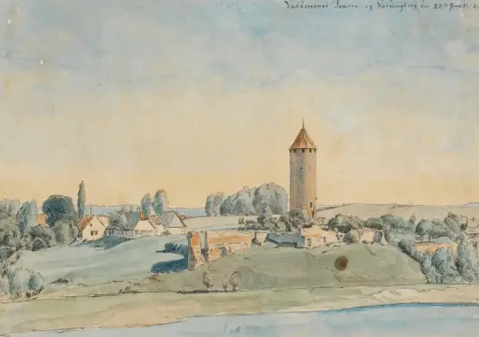 Peter Christian Skovgaard | Gaasetaarnet, Vordingborg - 1841 | Indrammet kunsttryk | Danmarks Guldalder