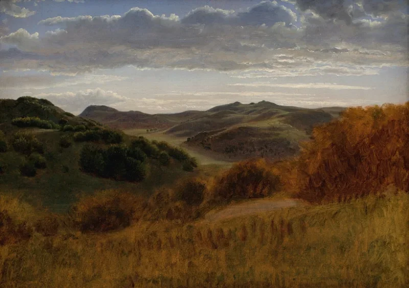 Peter Christian Skovgaard | Hügel hinter der Møen-Klippe - 1846 | Gerahmter Kunstdruck | Goldenes Zeitalter Dänemark