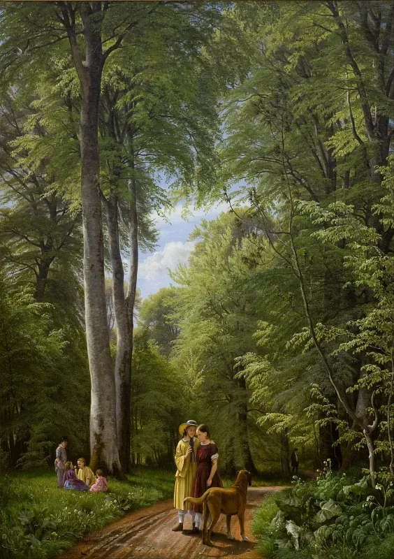Peter Christian Skovgaard | Ein Buchenwald im Mai in der Nähe von Iselingen Manor, Seeland  - 1856 | Gerahmter Kunstdruck | Goldenes Zeitalter Dänemark