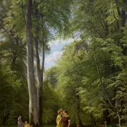 Peter Christian Skovgaard | Ein Buchenwald im Mai in der Nähe von Iselingen Manor, Seeland  - 1856 | Gerahmter Kunstdruck | Goldenes Zeitalter Dänemark