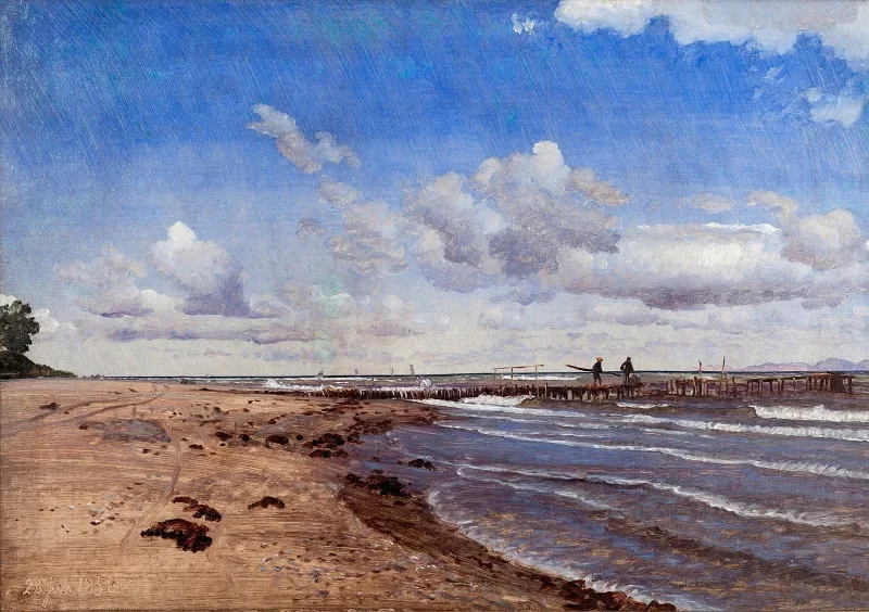 Peter Christian Skovgaard | Hellebæk Strand – 1858 | Indrammet kunsttryk | Danmarks Guldalder