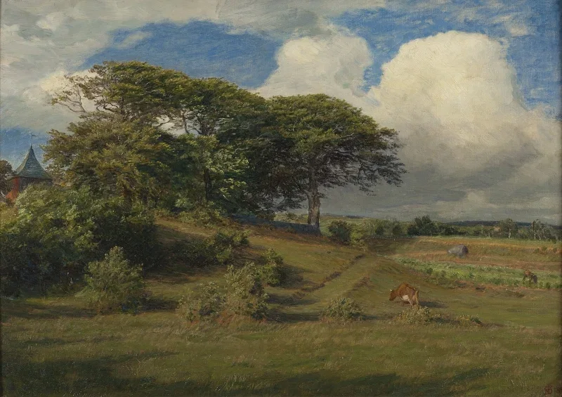 Peter Christian Skovgaard | Bøgetræer ved Dagsås Kirke, Halland – 1891 | Indrammet kunsttryk | Danmarks Guldalder