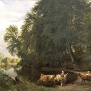 Peter Christian Skovgaard | Sommereftermiddag ved en sø – 1859 | Indrammet kunsttryk | Danmarks Guldalder