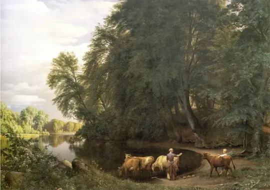 Peter Christian Skovgaard | Sommereftermiddag ved en sø – 1859 | Indrammet kunsttryk | Danmarks Guldalder