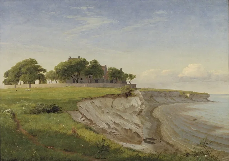 Peter Christian Skovgaard | Højerup Kirke på Stevns Klinter - 1841 | Indrammet kunsttryk | Danmarks Guldalder