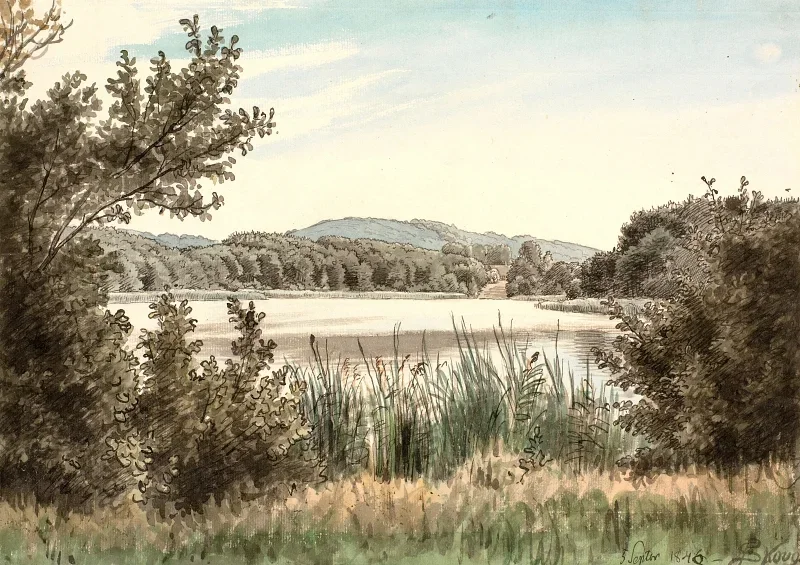 Peter Christian Skovgaard | Der Hundesee auf Møen - 1846 | Gerahmter Kunstdruck | Goldenes Zeitalter Dänemark