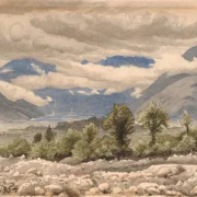 Peter Christian Skovgaard | Italiensk bjerglandskab i overskyet vejr - 1854 | Indrammet kunsttryk | Danmarks Guldalder