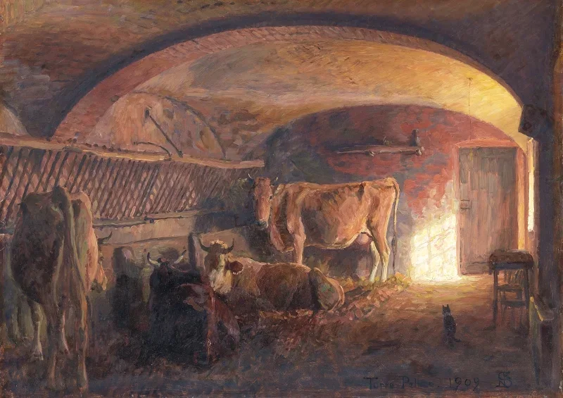 Peter Christian Skovgaard | Italiensk kostald - 1909 | Indrammet kunsttryk | Danmarks Guldalder