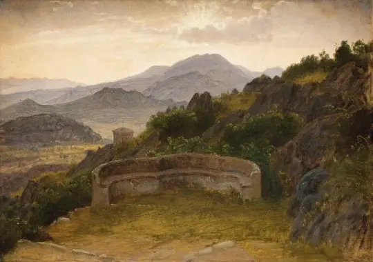 Peter Christian Skovgaard | Landskab nær Subiaco - 1868 | Indrammet kunsttryk | Danmarks Guldalder
