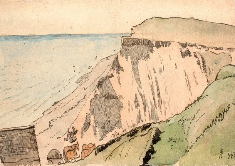 Peter Christian Skovgaard | Kløften ved Helenes kilde i Tisvilde - 1842 | Indrammet kunsttryk | Danmarks Guldalder