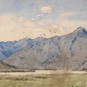 Peter Christian Skovgaard | Italiensk landskab med en flod og bjerge - 1853 | Indrammet kunsttryk | Danmarks Guldalder