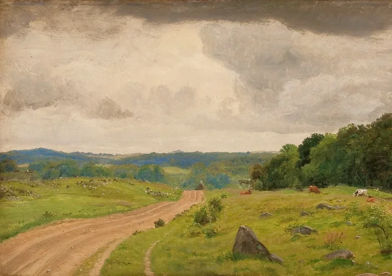 Peter Christian Skovgaard | Landscape at Kongens Møller, Sealand - 1844 | Indrammet kunsttryk | Danmarks Guldalder