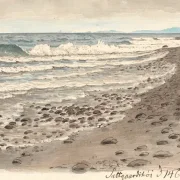 Peter Christian Skovgaard | Strand mit Blick über das Kattegat in Richtung Kullen – 1845 | Gerahmter Kunstdruck | Goldenes Zeitalter Dänemark